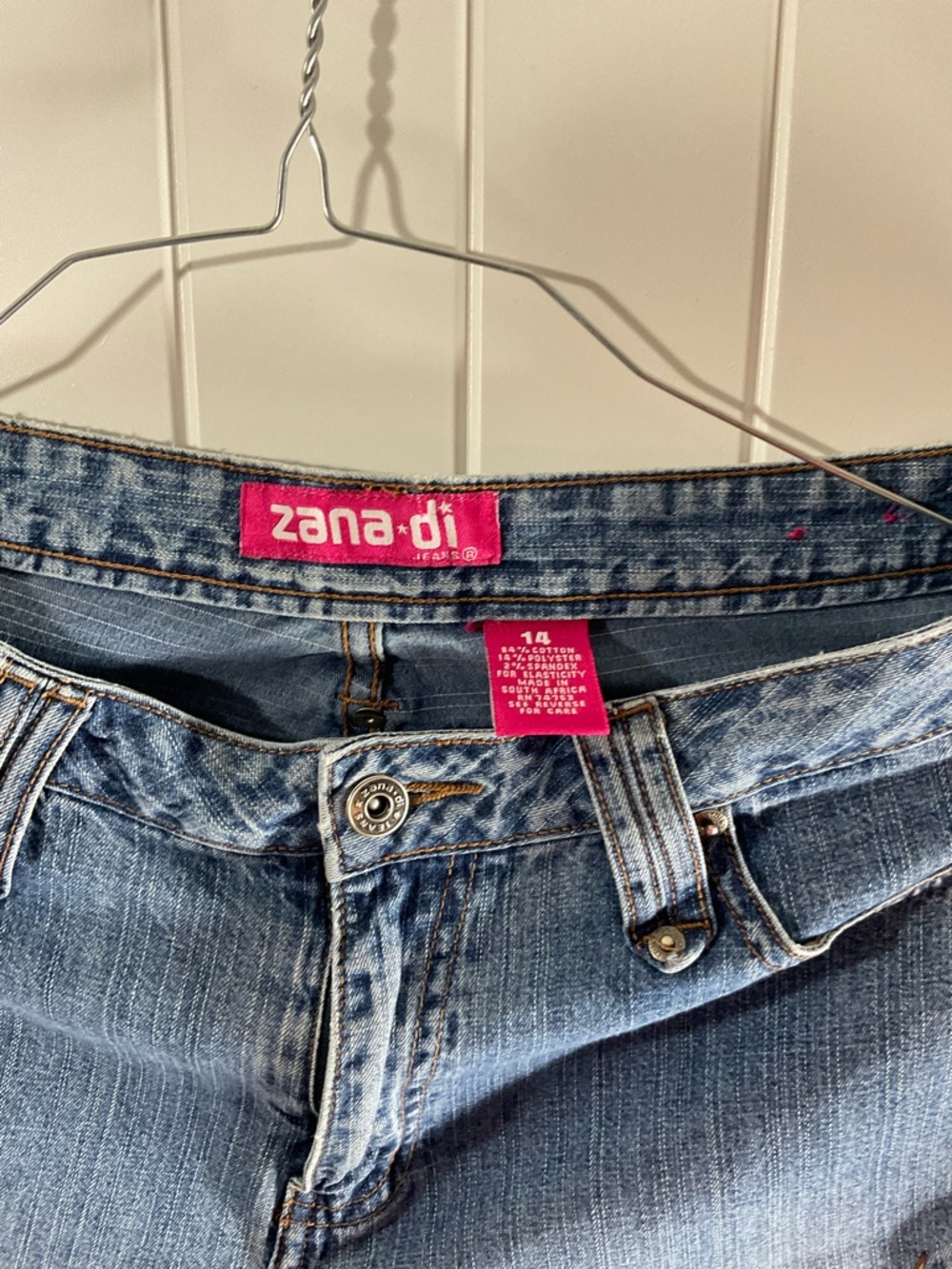 Zana Di Light Blue Flare Jeans with Zigzag Stitch Panels - Picture 3 of 13